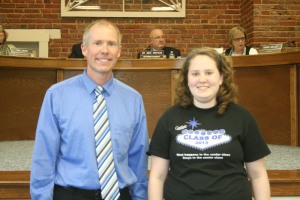 Lily Lacina, pictured with Principa Chris LeGrande, was recognized for her top winning poster. 