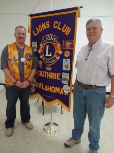 Recently installed officers for the Guthrie Noon Lions Club, President John Wood (L) and Vice President Richard Ireton.