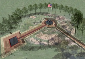 Patriot Park Sculpture Overview: This artist rendering shows the overview of the newest addition to Del City, Okla.'s Patriot Park where a first-ever inclusive Women's Veteran Monument will be dedicated Nov. 11 on Veterans Day. Graphics by Geoff Parker, Architecture Incorporated, PC