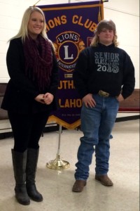 Guthrie Noon Lions Club honors Students of the Month, Abby Chadd (L) and Derek Luster (R).